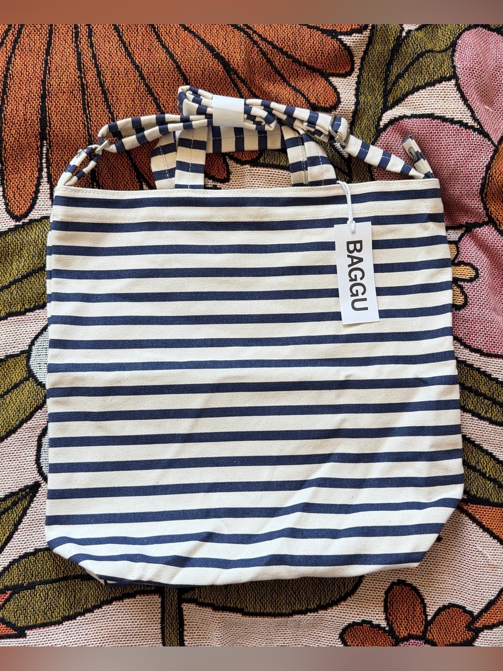 NWT Baggu Duck Bag Sailor Stripe Navy Cream